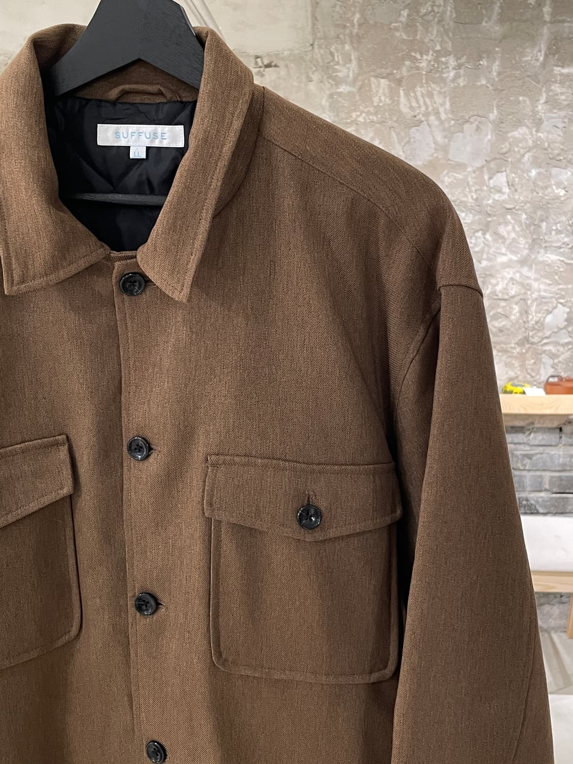 서퓨즈 브라운 체스트 포켓 라이닝 폴리에스터 셔츠 자켓 상품이미지3