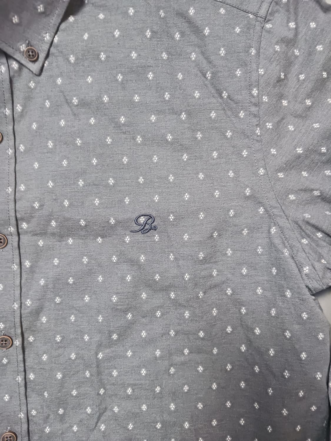 [110] 인디안 블루 캐쥬얼 패턴 버튼다운 셔츠 상품이미지3