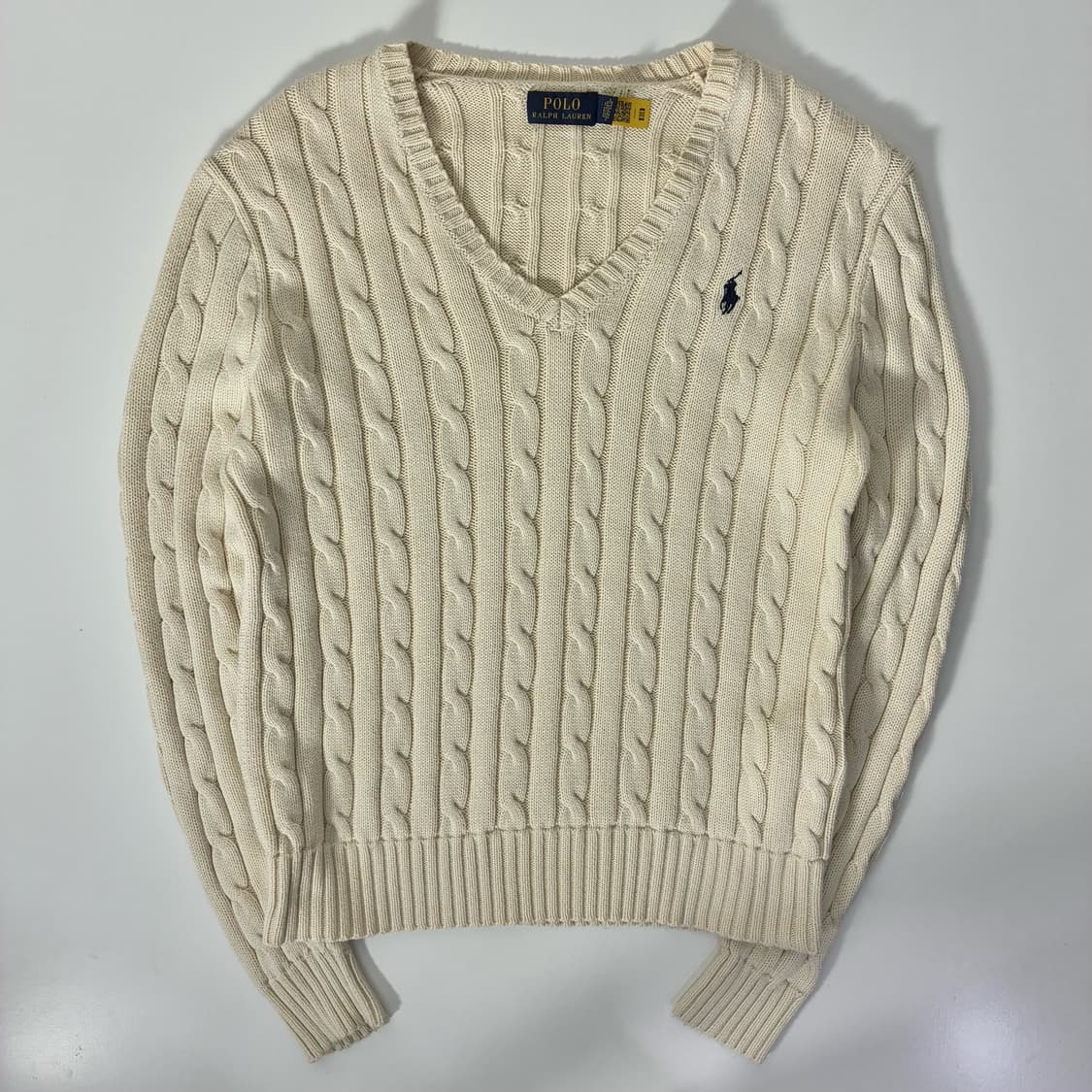 Polo  폴로 랄프로렌 자수 코튼 케이블 브이넥 니트 상품이미지1