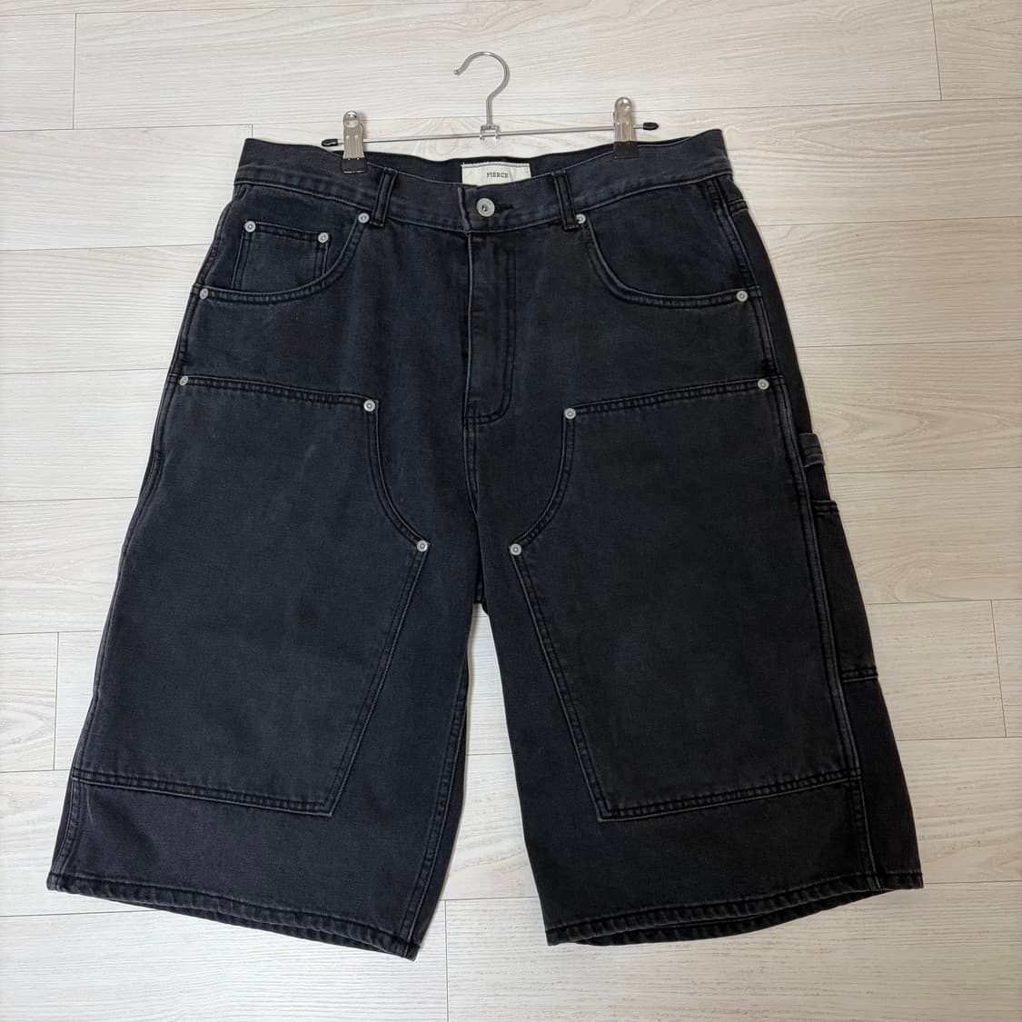 블랙아웃 피어스 더블니 쇼츠 반바지 블랙 m사이즈 상품이미지1