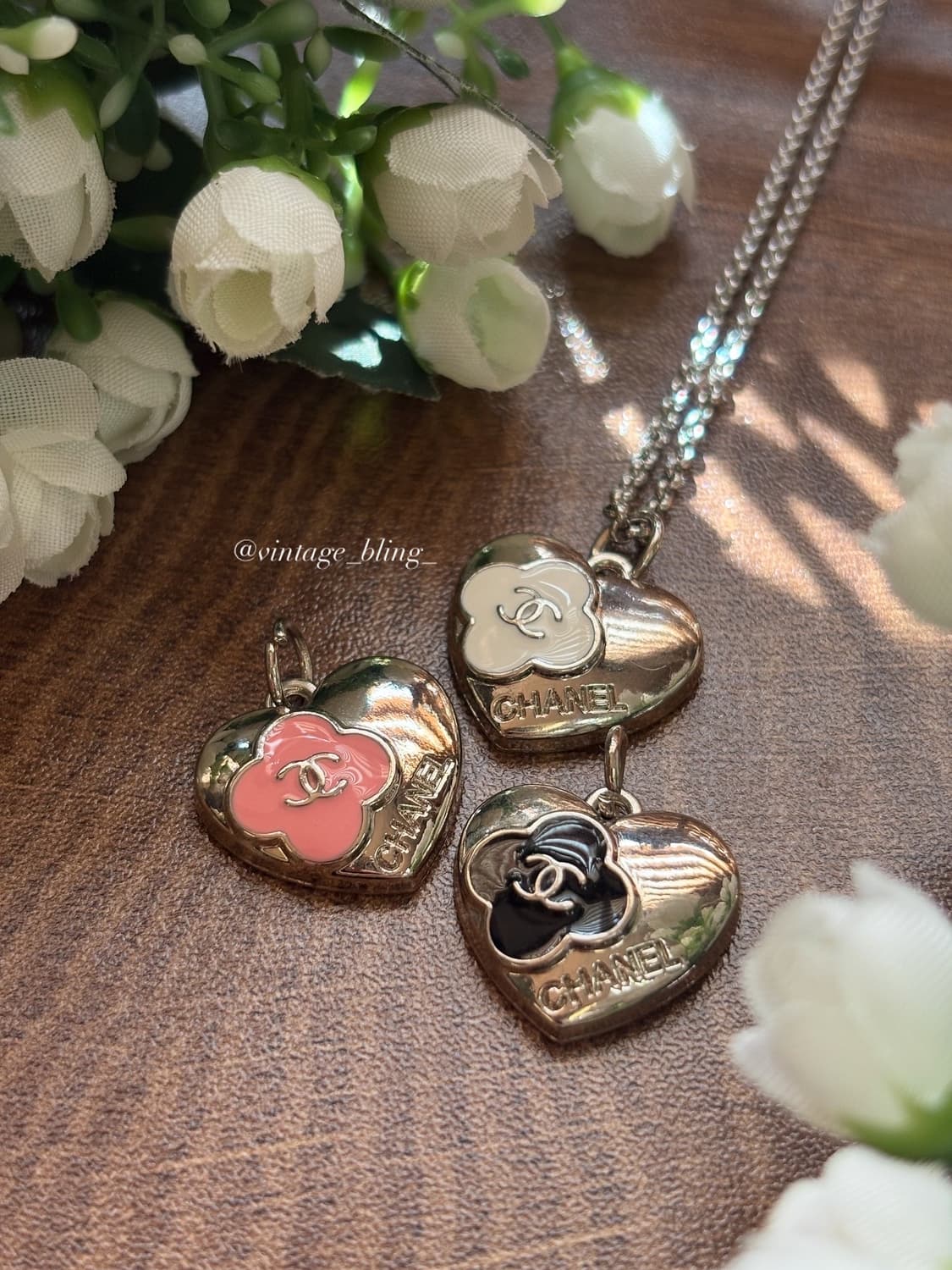 샤넬 클로버하트 실버 목걸이 상품이미지1