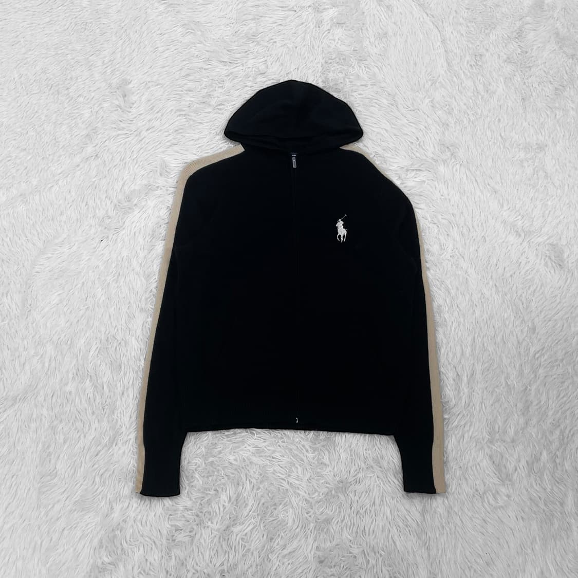폴로 랄프로렌 빅 포니 니트 후드집업 블랙 상품이미지2