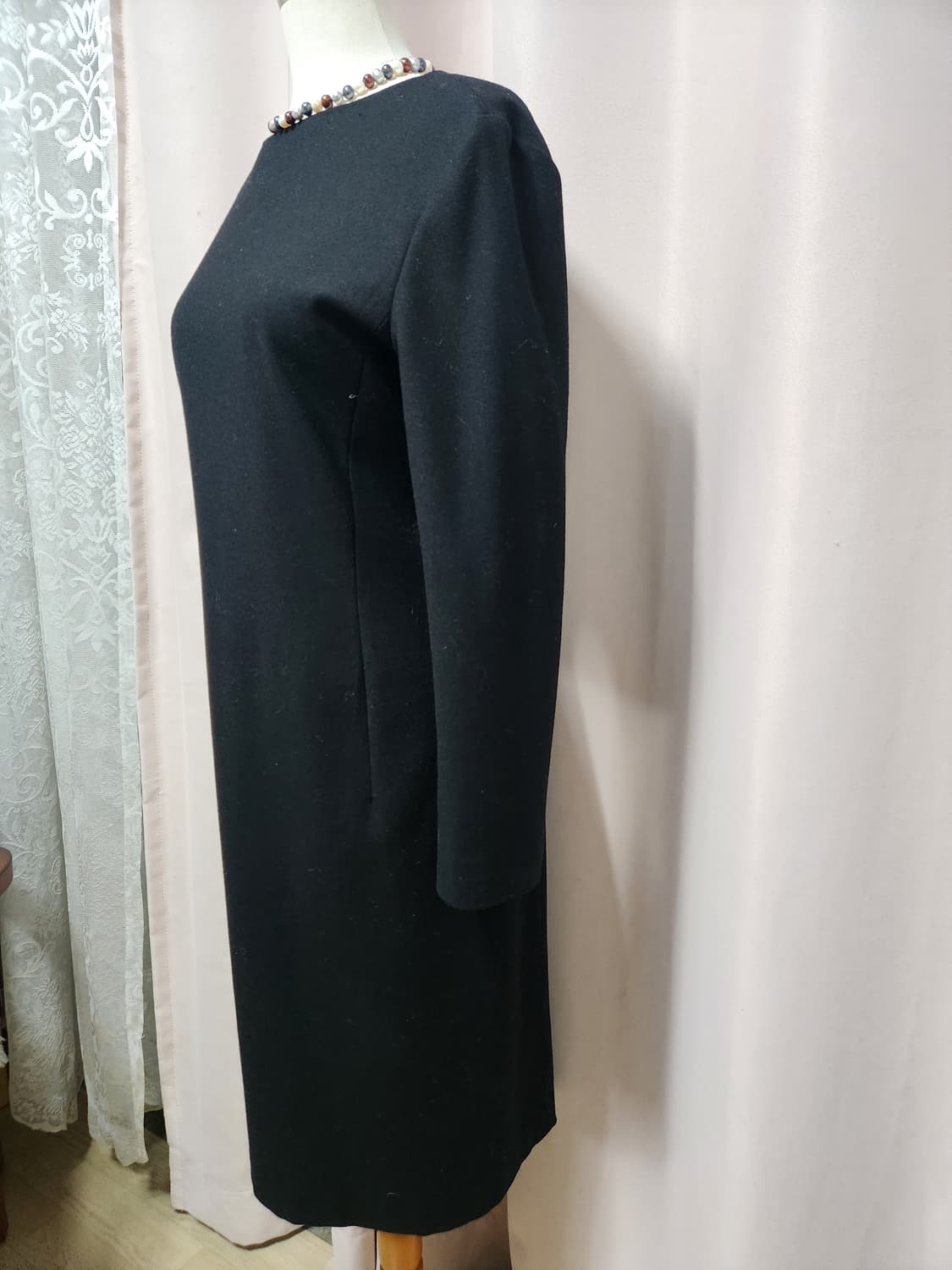 타임 블랙 긴팔 모직 원피스 상품이미지2