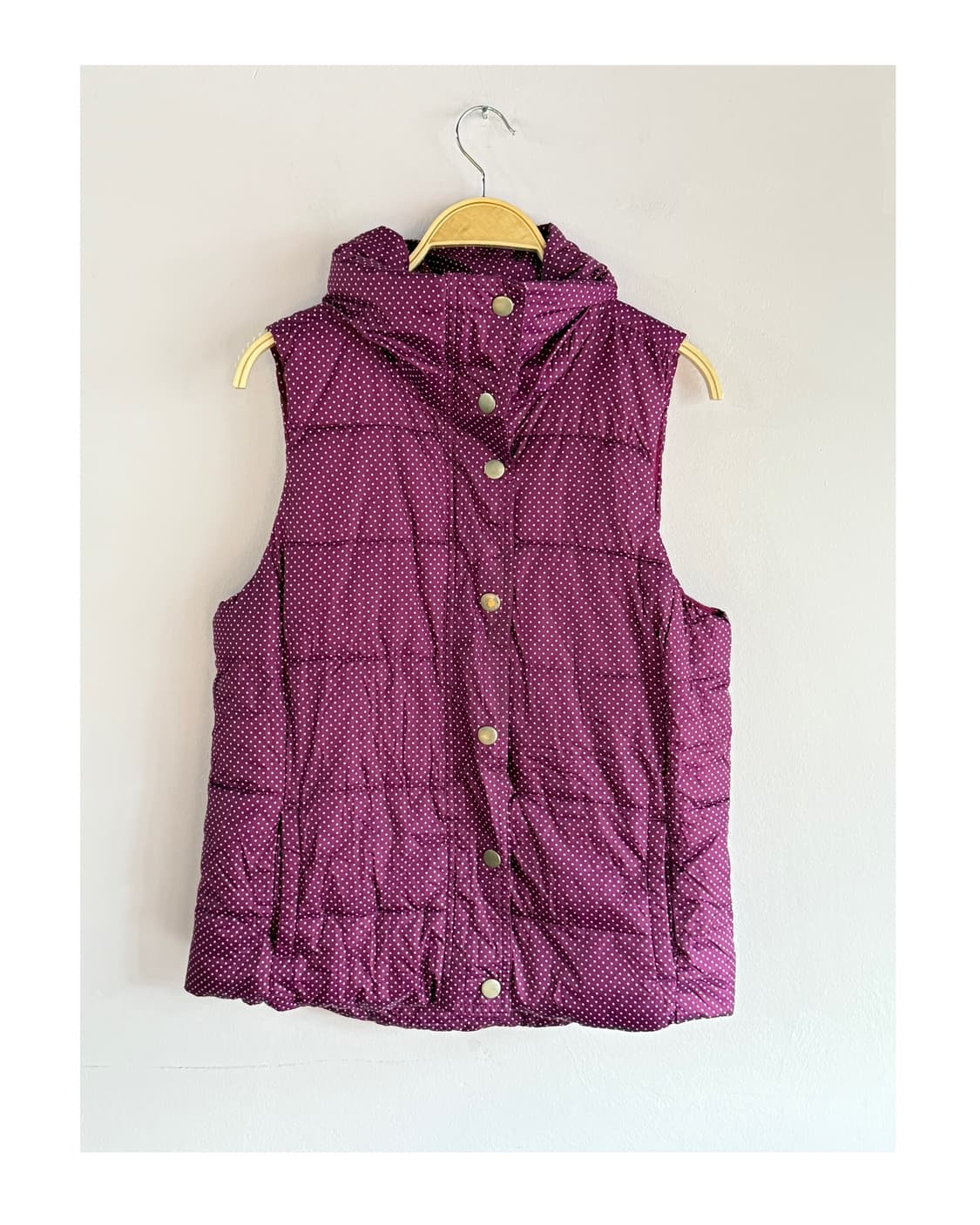 올드네이비 일본빈티지 도트 조끼패딩 도트패딩 땡땡이 포도색 상품이미지1