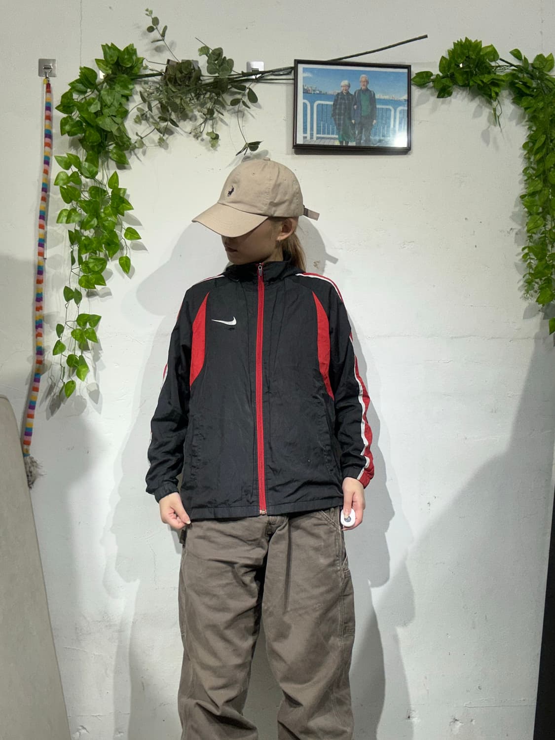 나이키 블랙 레드 사이드 라인 올드스쿨 후드 집업 져지 M 상품이미지2