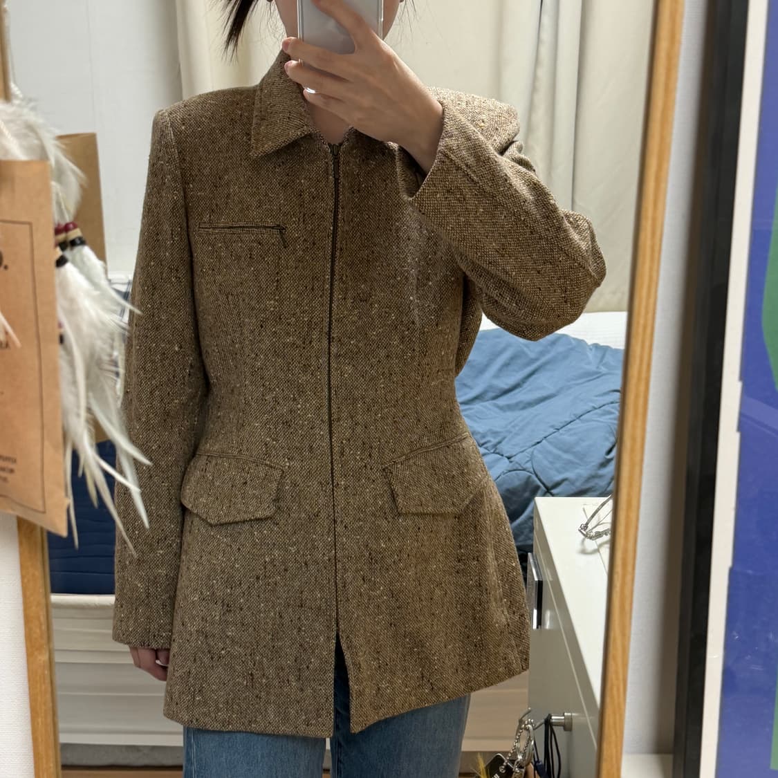 빈티지 브라운 모 자켓 상품이미지2
