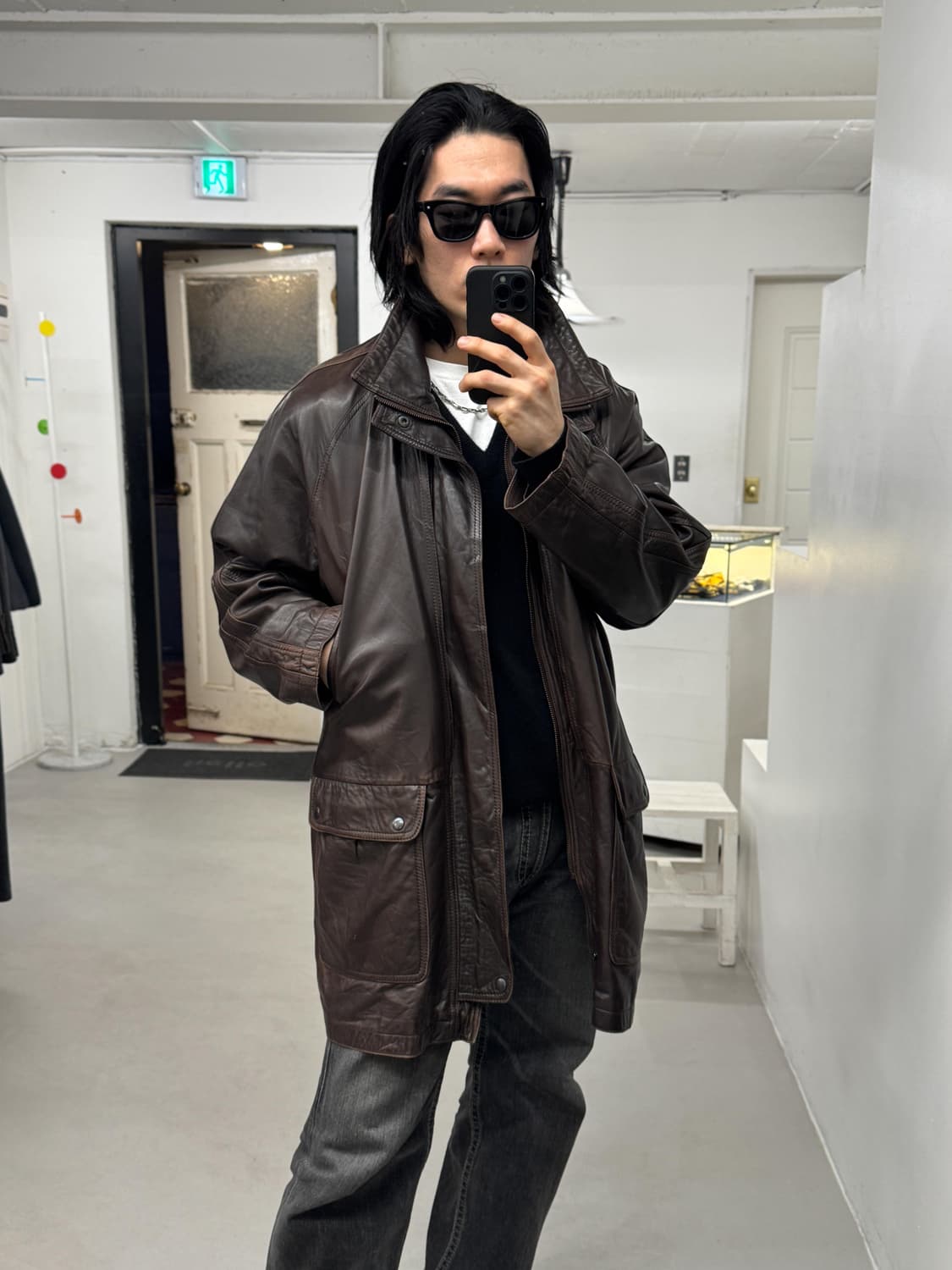 빈티지 레더 코트 상품이미지1