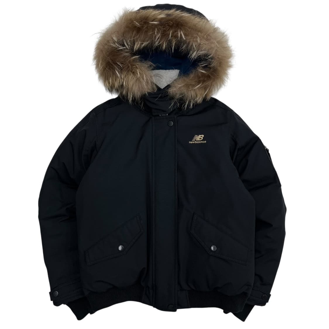 뉴발란스 울프죠 블랙 퍼후드 패딩 S 상품이미지3