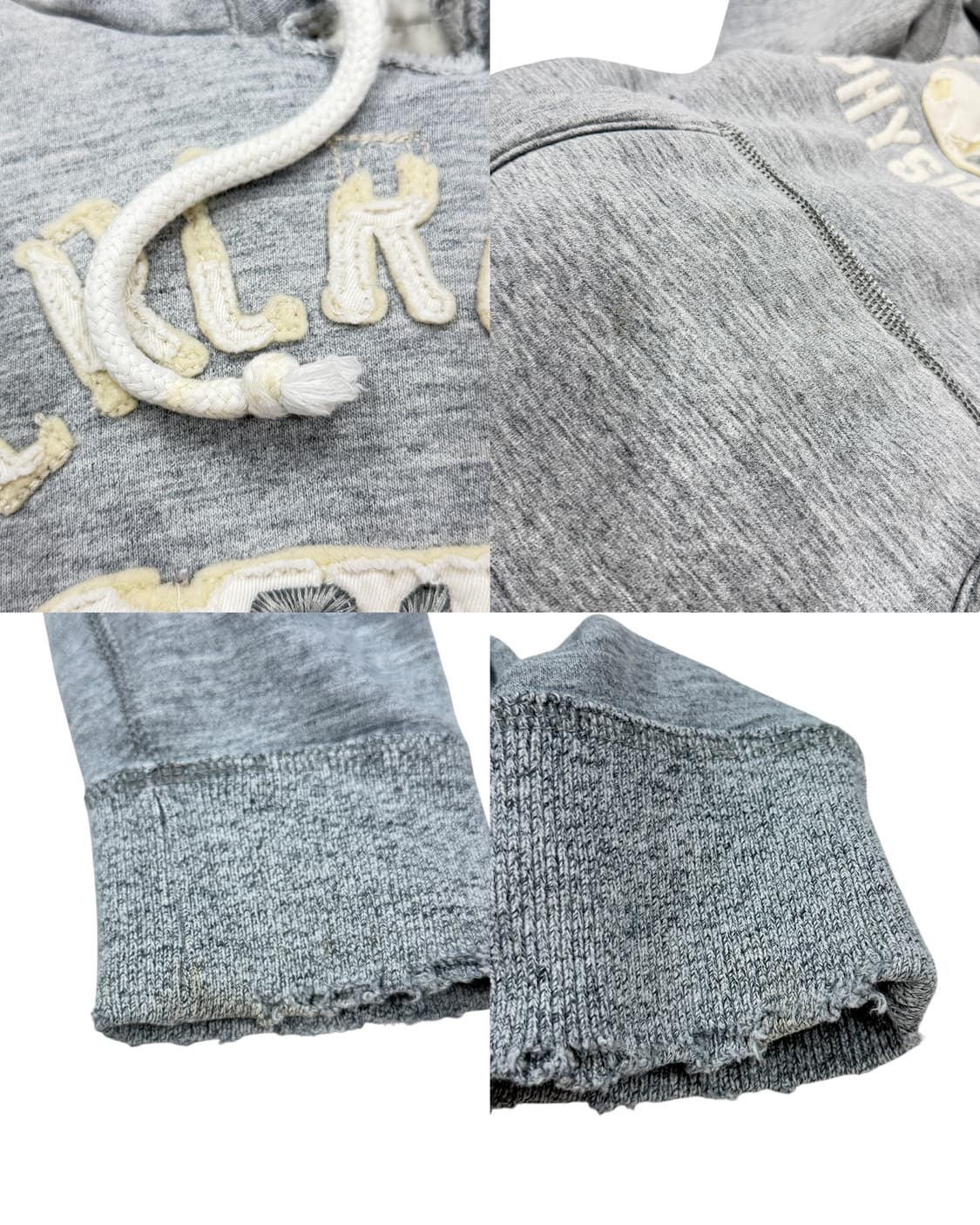 아베크롬비 빈티지 Y2K 데미지 디테일 기모 후드티 그레이 S 상품이미지6