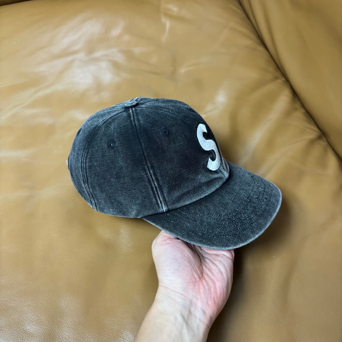 Supreme 슈프림 피그먼트 워시드 블랙 S로고 6패널 볼캡 모자 상품이미지3