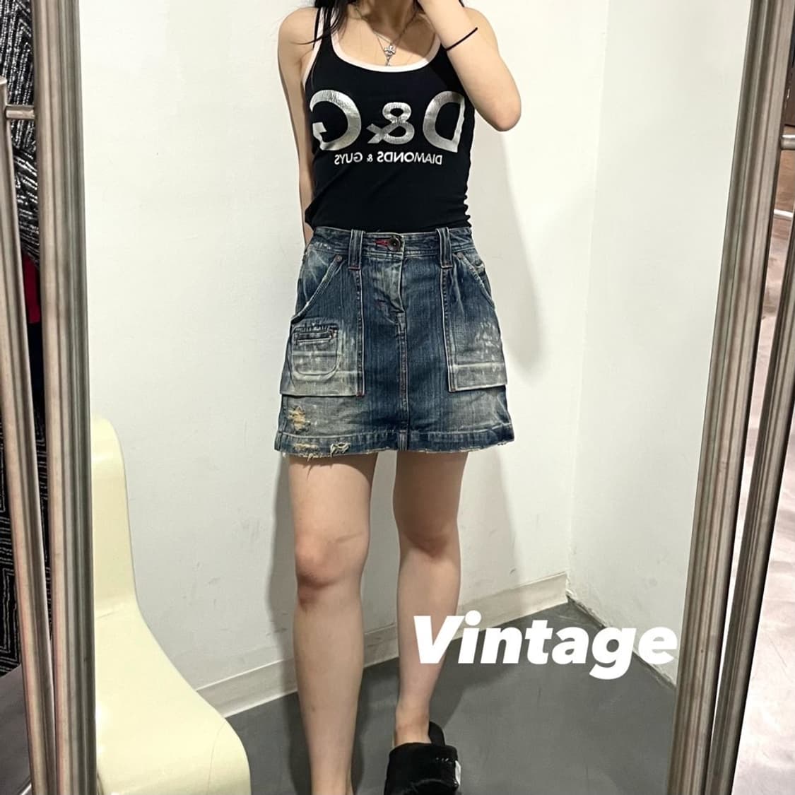 카고 미니 데님 스커트 상품이미지1