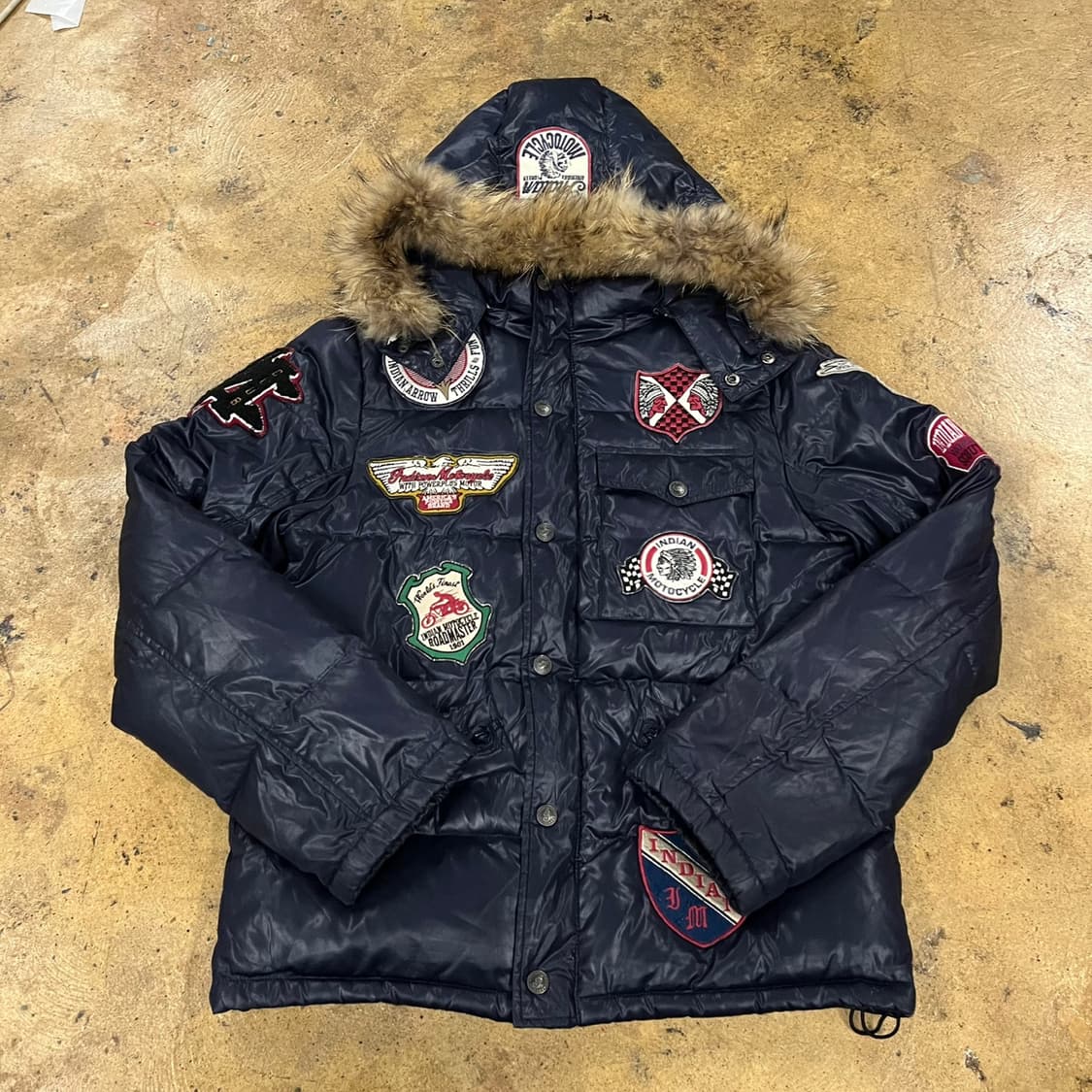 [정품/XL] 인디언 모터사이클 패치 다운 패딩 b19 상품이미지2