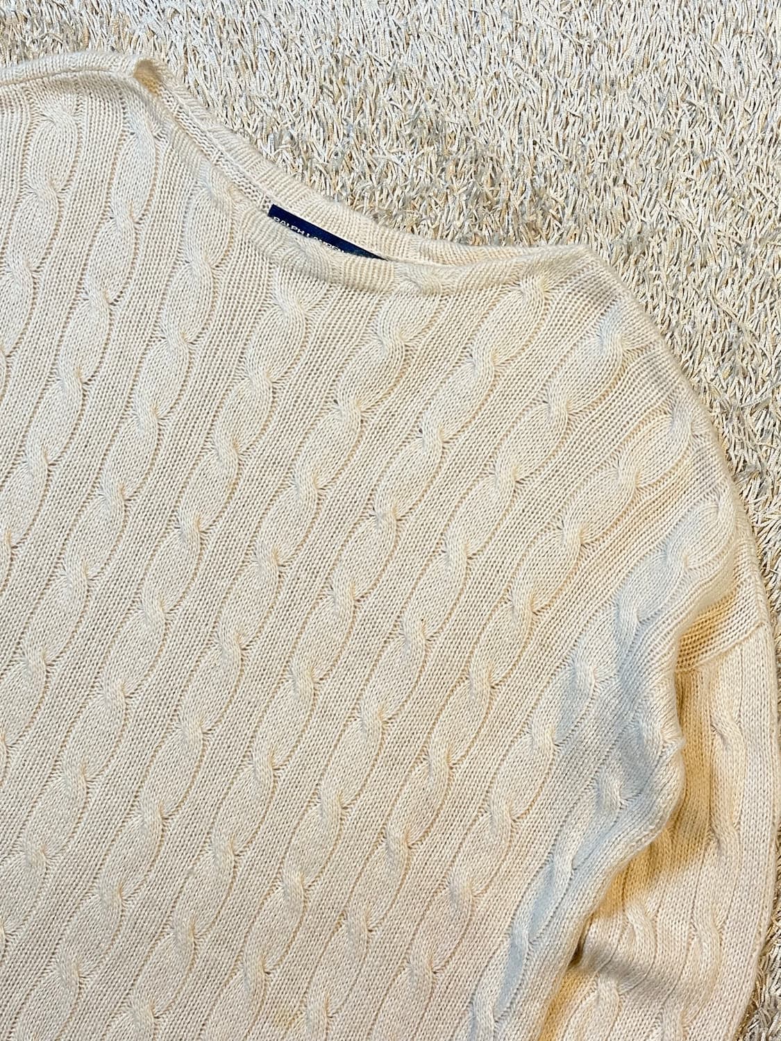 폴로 스포츠 신형 케이블 울 캐시미어 꽈배기 니트 아이보리 상품이미지2