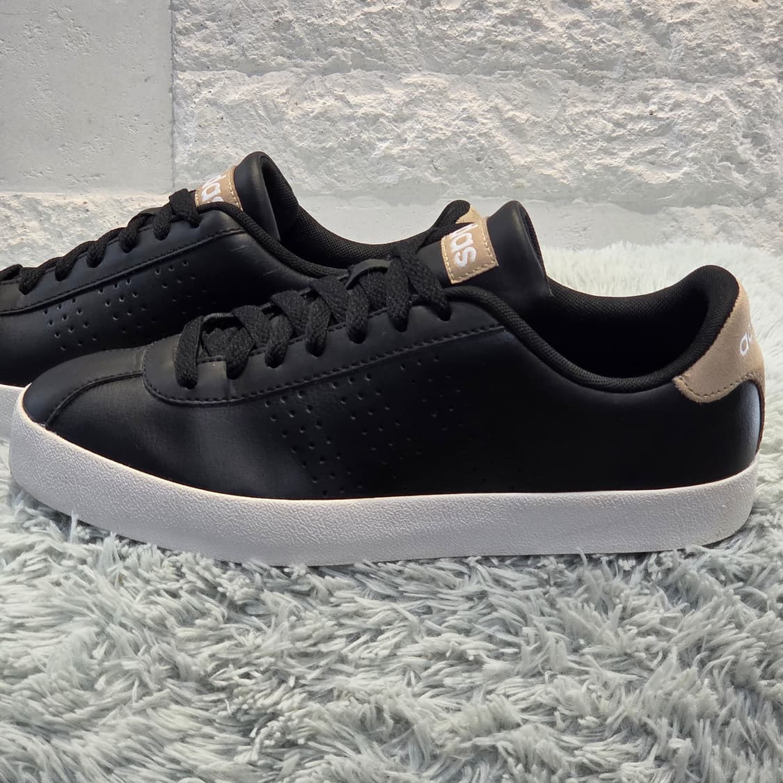 2q-3:아디다스 코트베이스 블랙 베이지 (250mm)-상태굿 상품이미지2