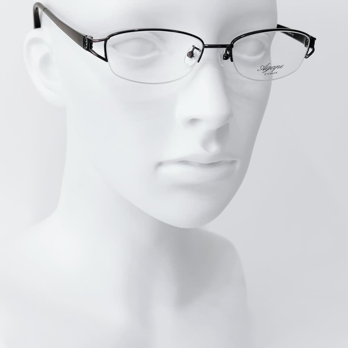 AGANE 브라운 큐빅 반무테 메탈 데드스탁 빈티지안경 상품이미지6