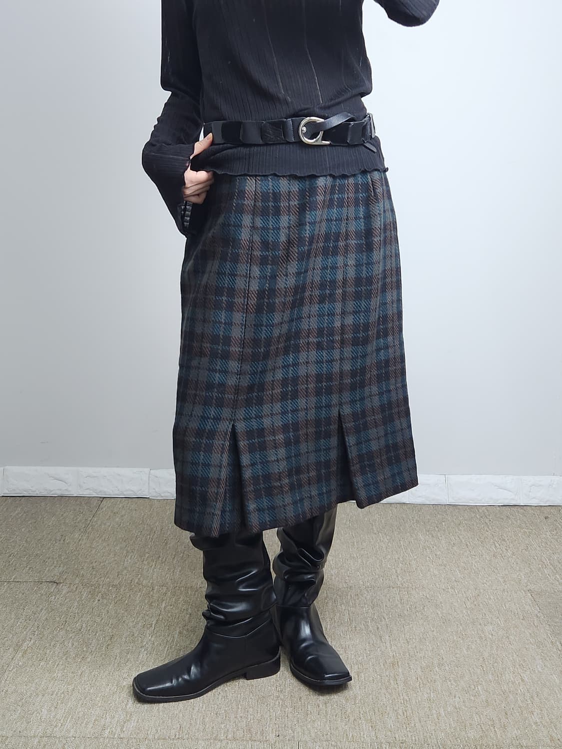 체크 울 스커트 상품이미지5