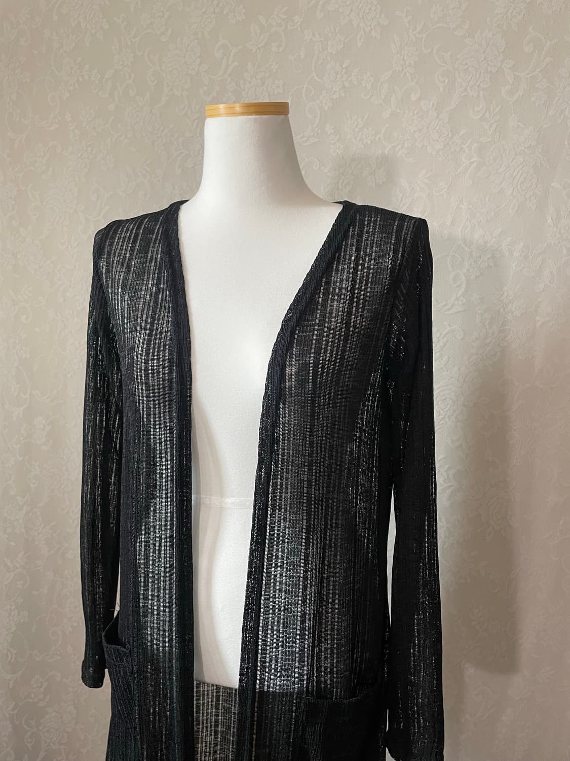     블랙 시스루 롱 로브 가디건 상품이미지2