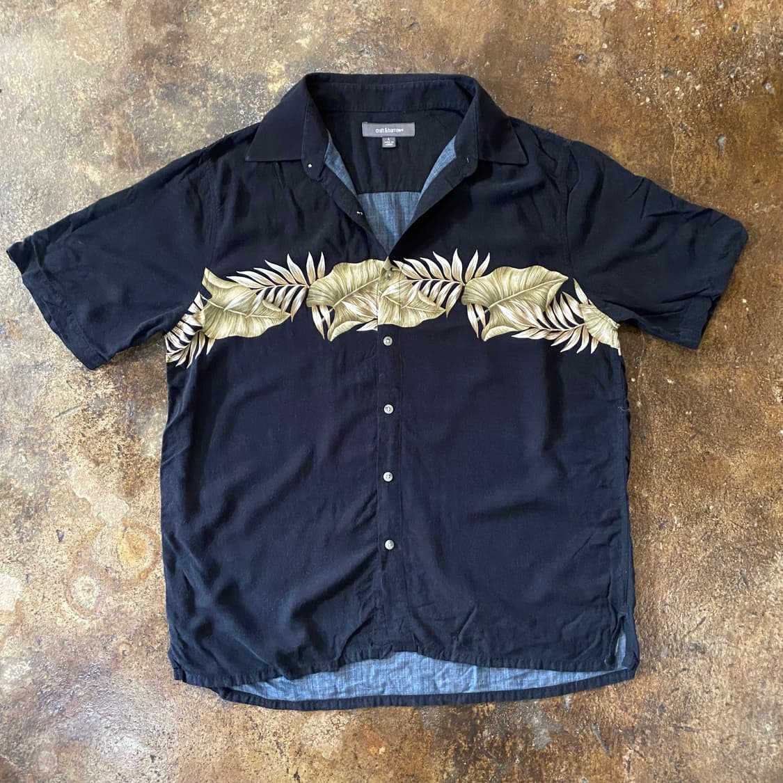 빈티지 검정 야자수 반팔 셔츠 상품이미지1