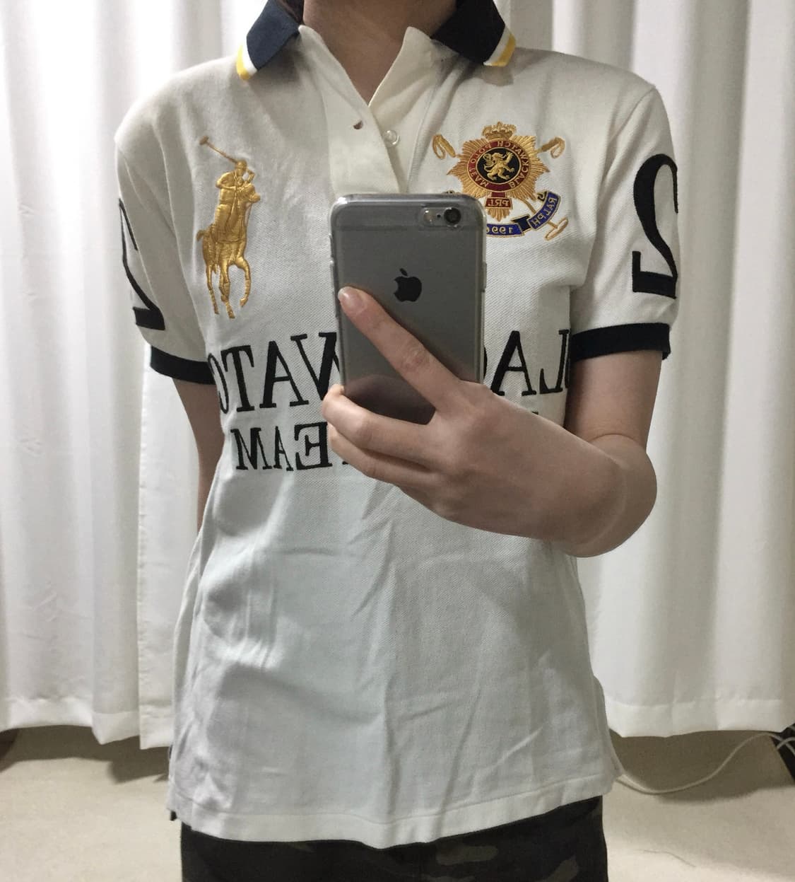 폴로 치프키프 블랙워치 폴로 팀 카라 화이트 빅포니 반팔 티 상품이미지1