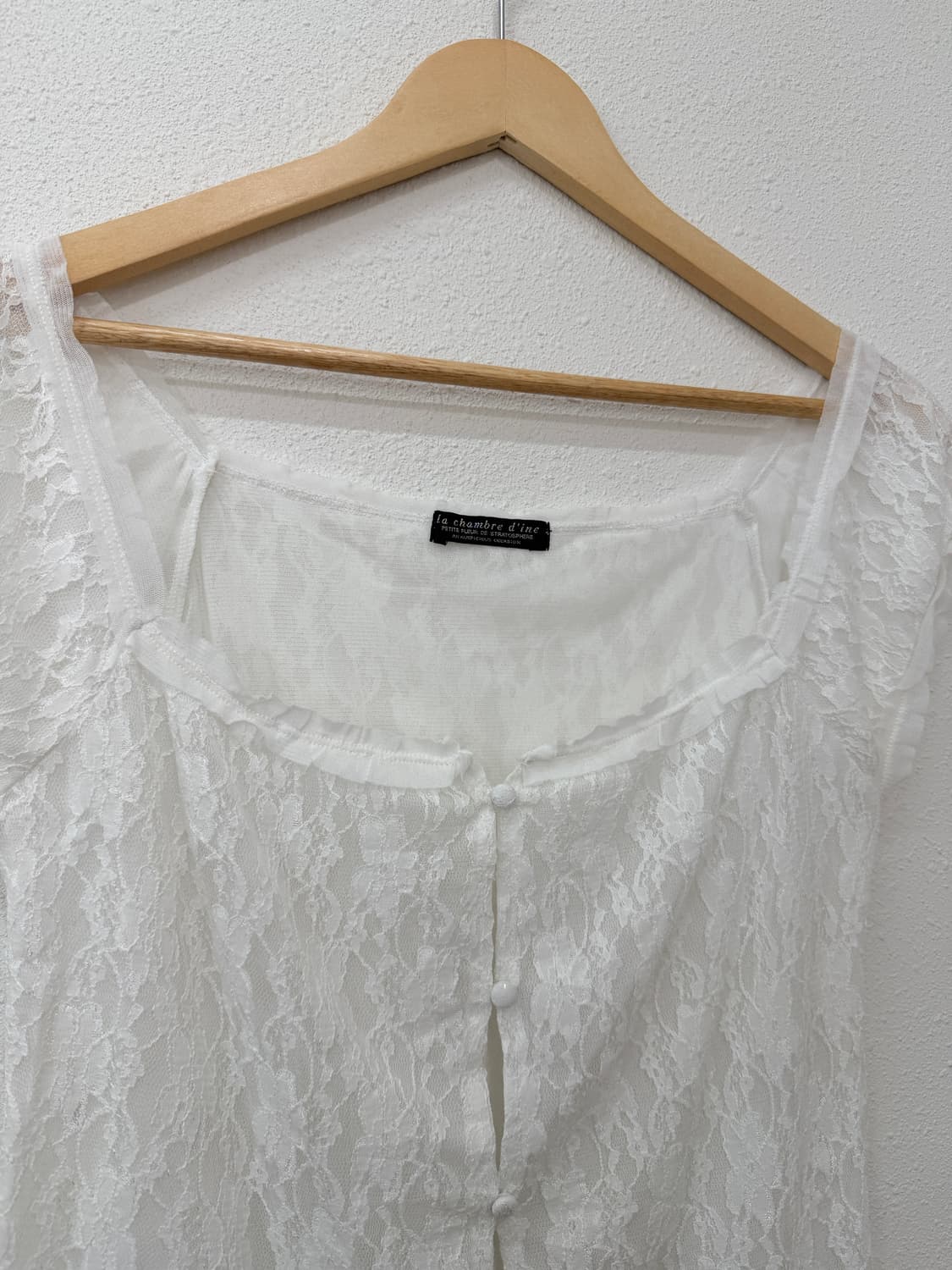 빈티지 La chambre dine 화이트 레이스 시스루 블라우스 상품이미지3