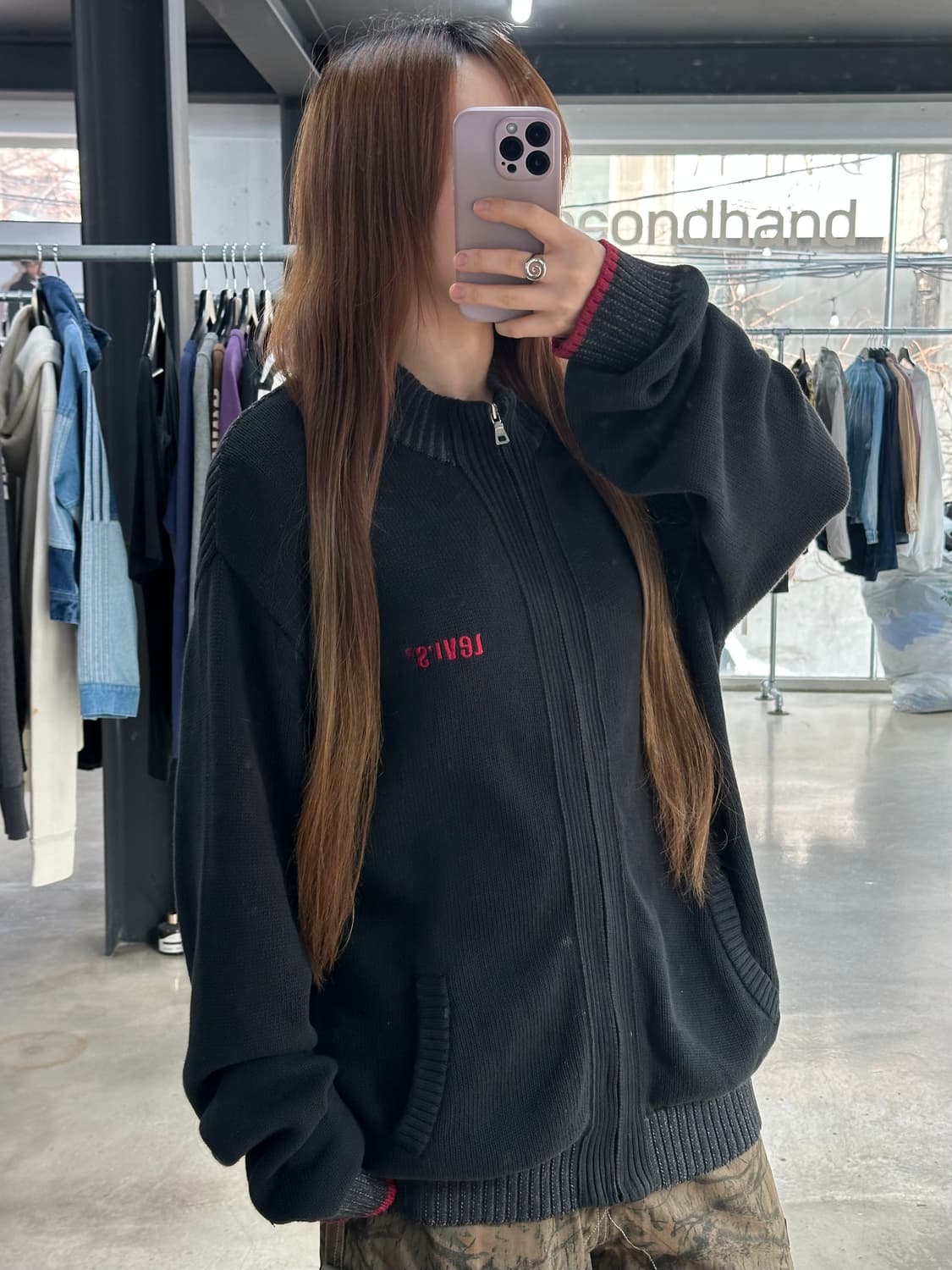 리바이스 00s 스티치로고 헤비니트집업  상품이미지3