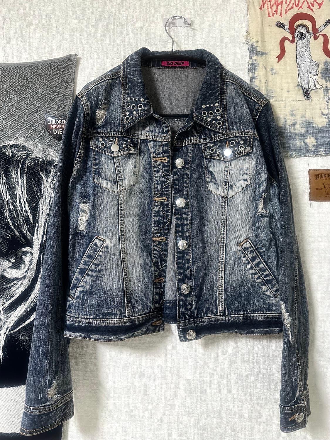dig deep Y2K 스터드 크롭 데님자켓 상품이미지3