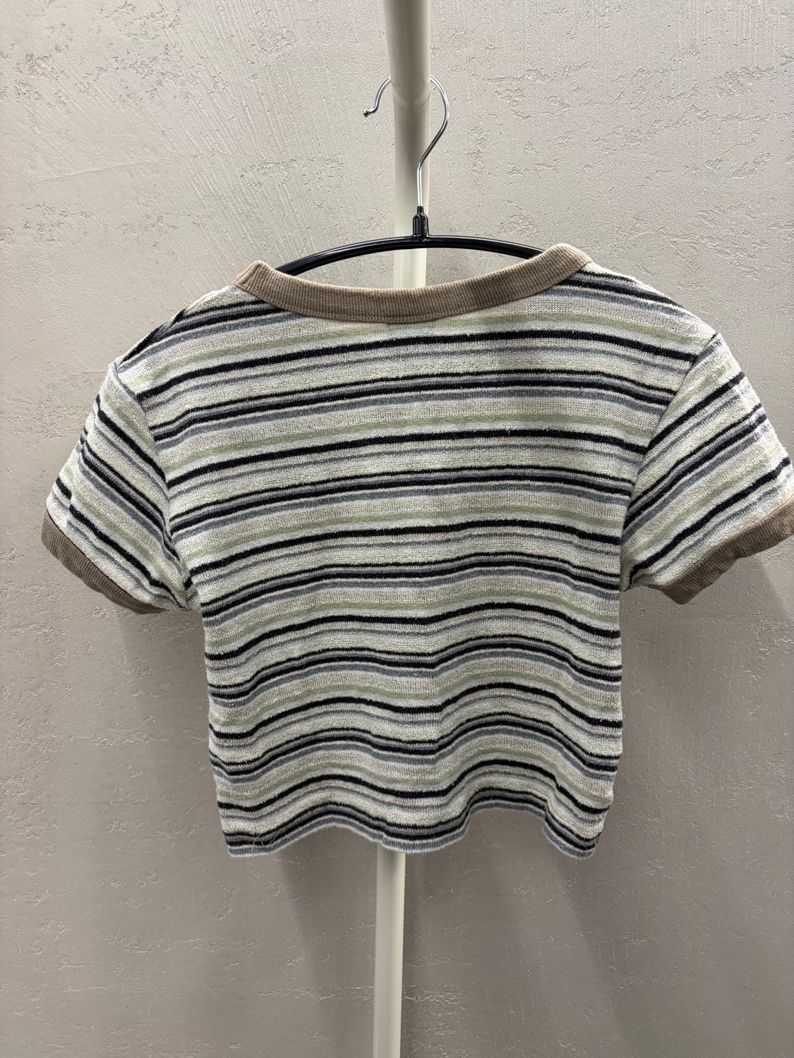 스컬프터 스트라이프 크롭티 그린 S 상품이미지4