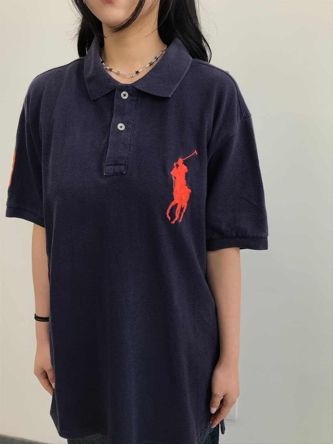 Polo Big Pony Navy Orange Polo Shirt 상품이미지2