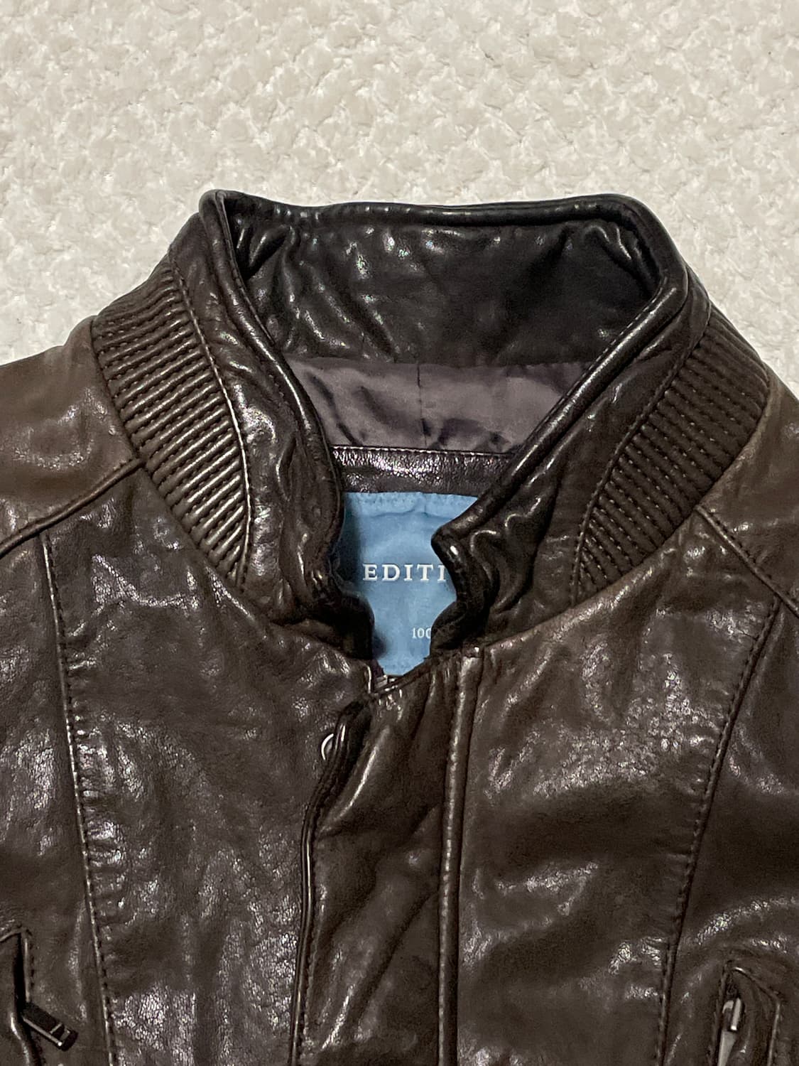 EDITION 웨스턴 무드 램스킨 양가죽 절개 바이커 레더 자켓 상품이미지5