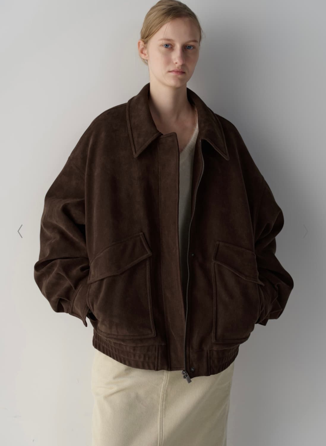 파사드패턴 오버핏 스웨이드 시어링 블루종 M 상품이미지2