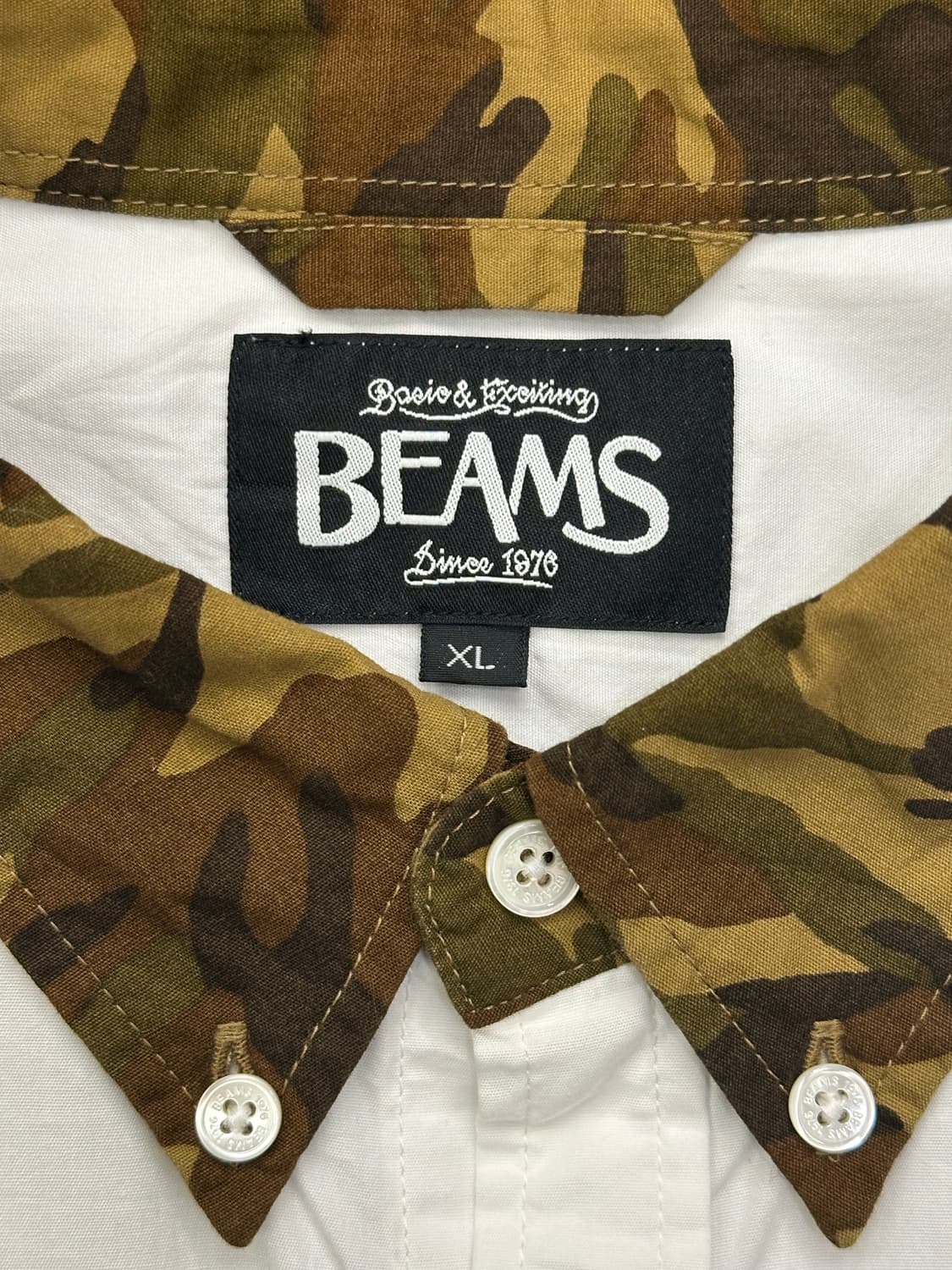XL)BEAMS 빈티지 카모플라쥬 배색 셔츠 상품이미지2