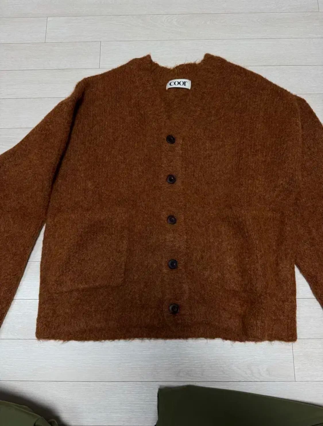 헤어리 소프트 알파카 가디건 (브릭멜란지) 상품이미지3