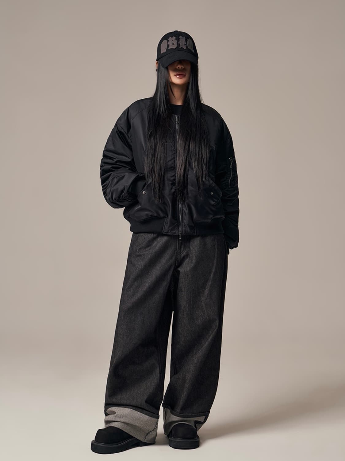 아이돈워너셀 plane shirring ma-1 마원자켓 블랙 사이즈1 상품이미지6