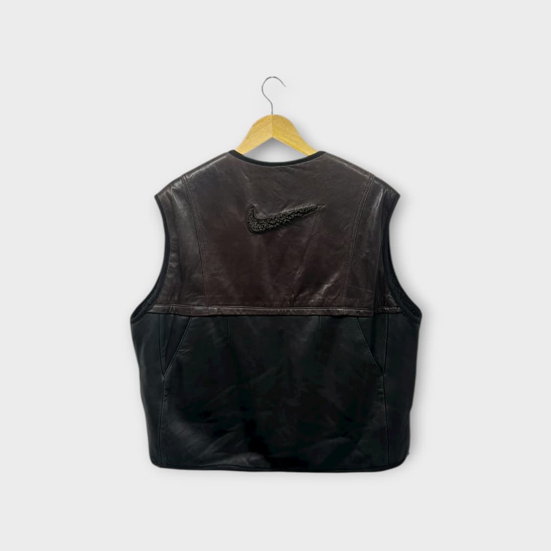 스우시 리버시블 빈티지 플리스 가죽 조끼 M 상품이미지2