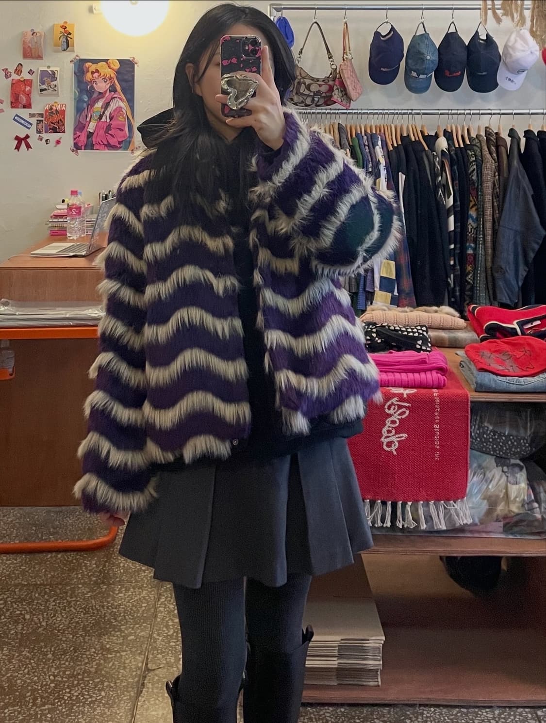 퍼플 웨이브 퍼자켓 [무배] 상품이미지3