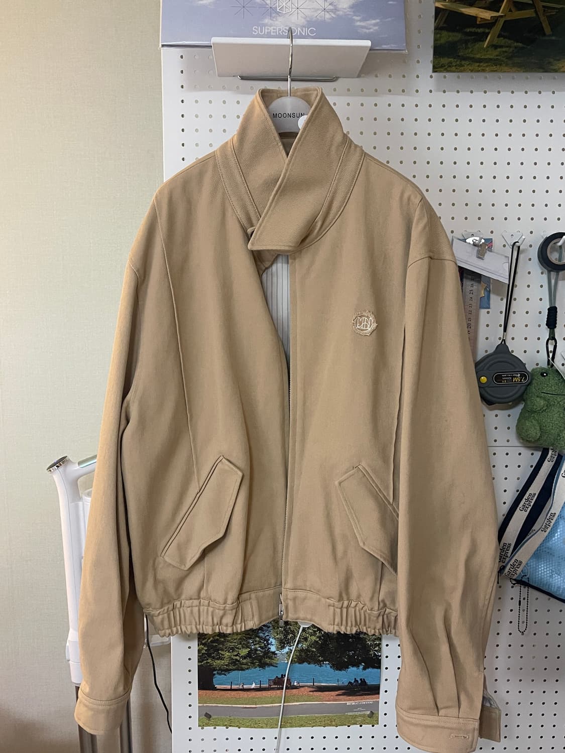 문선 Argyle Hole 코튼 블루종 카멜 L 상품이미지6