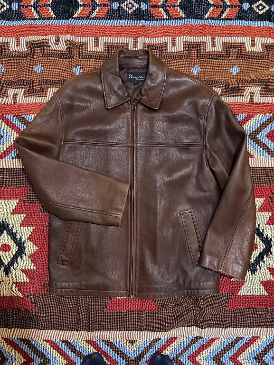 100) 00s 양가죽 싱글라이더 자켓 브라운 상품이미지1