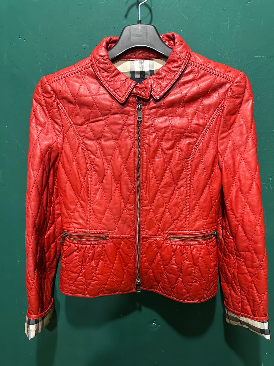 버버리 양가죽 노바체크 퀼팅자켓 S 상품이미지1