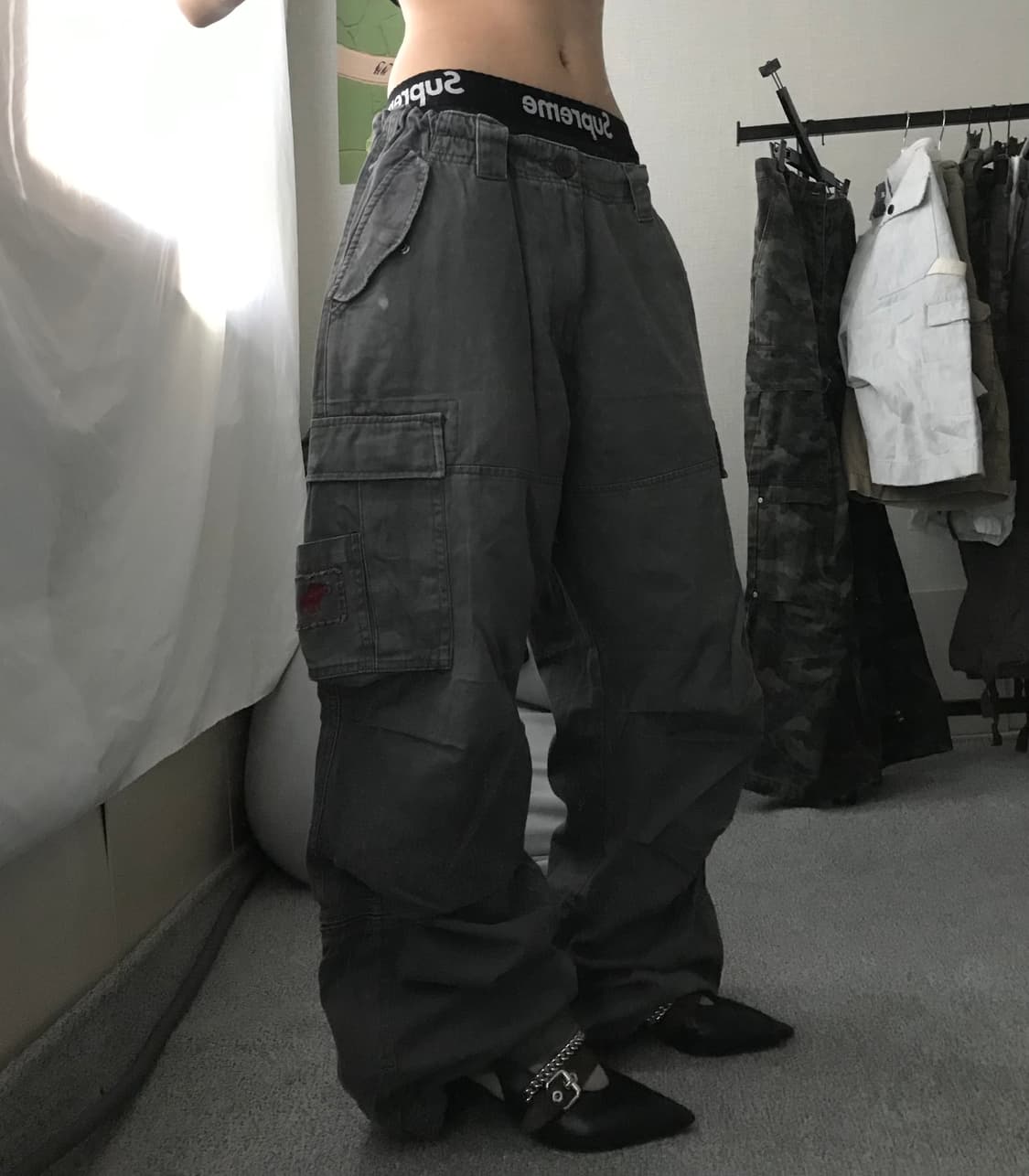 아베크롬비 그레이 와이드핏 카고팬츠 상품이미지2