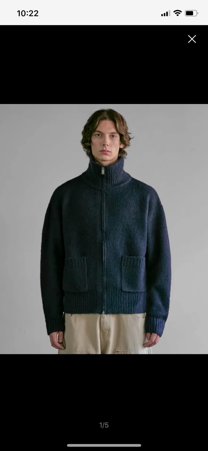 인더스트 투웨이 하이넥 풀집업 니트 네이비 상품이미지1