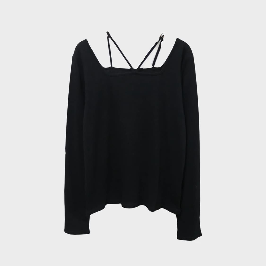 넥 스트랩 포인트 골지 티셔츠 62389 상품이미지2