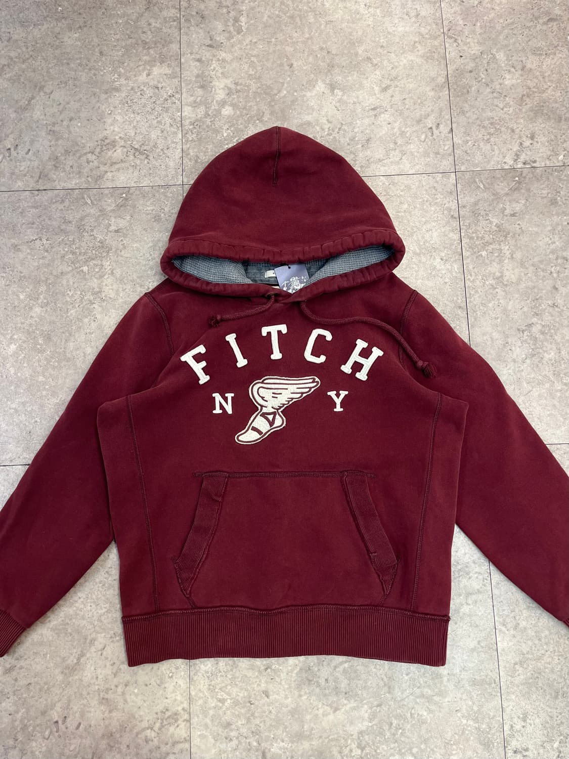 아베크롬비 기모 후드티 버건디 L #csz2737  상품이미지5