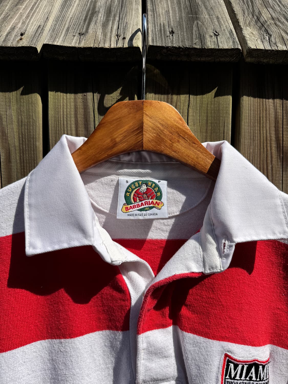 [S]BARBARIAN 바바리안 캐나다제 레드 스트라이프 럭비 티셔츠 상품이미지2