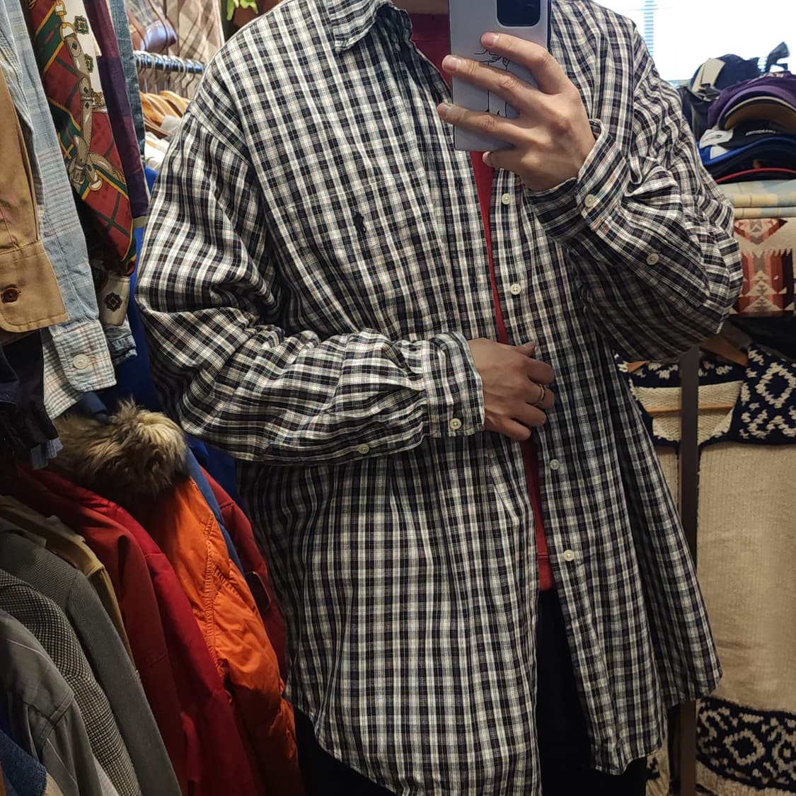 90s 폴로 빅셔츠 체크셔츠 아메리칸 옥스포드 XL 상품이미지10