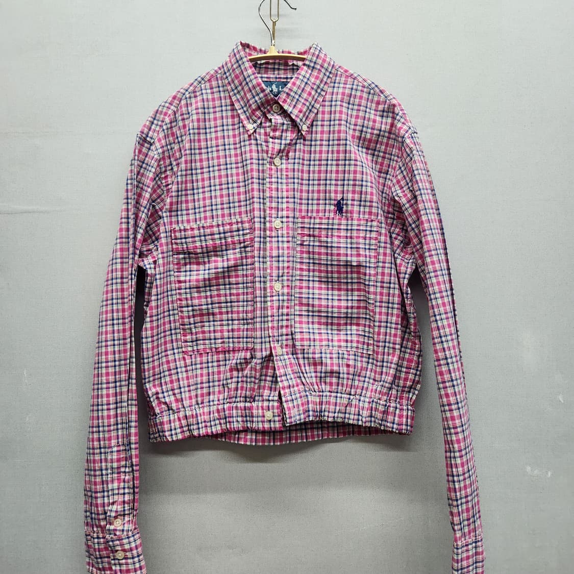 폴로랄프로렌 로고 투 빅포켓 체크 리폼 크롭셔츠 M 상품이미지1