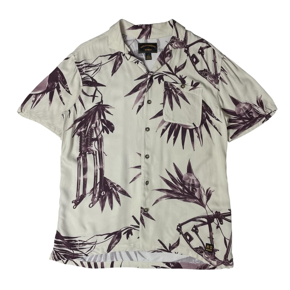 할리데이비슨 버건디 야자수 원포켓 반팔 셔츠 M 상품이미지1
