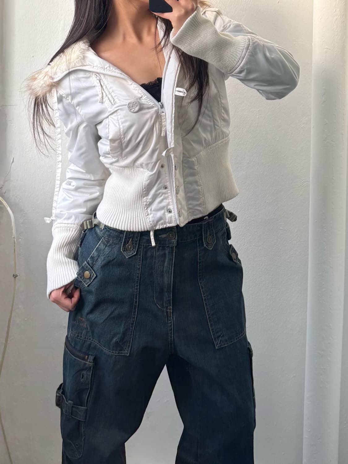 Armani Exchange White Fur Hood Jacket  상품이미지7