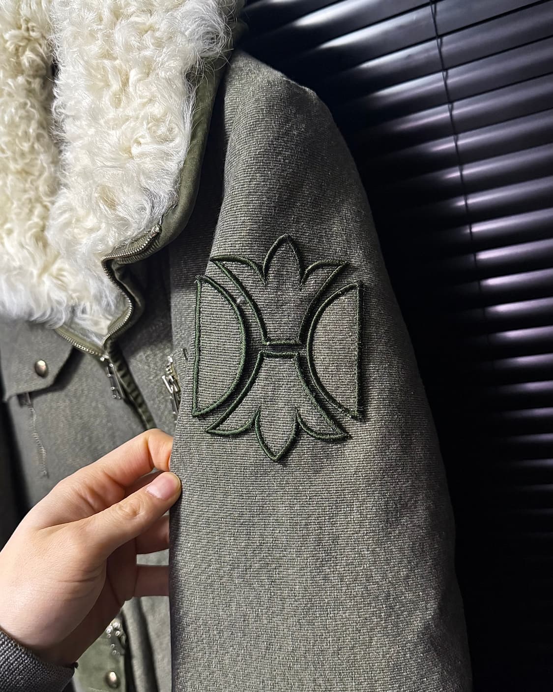 듀엘 하이넥 필드 야상 필드 자켓 코트 카키 지퍼 양털 가죽 스웨이드  상품이미지3