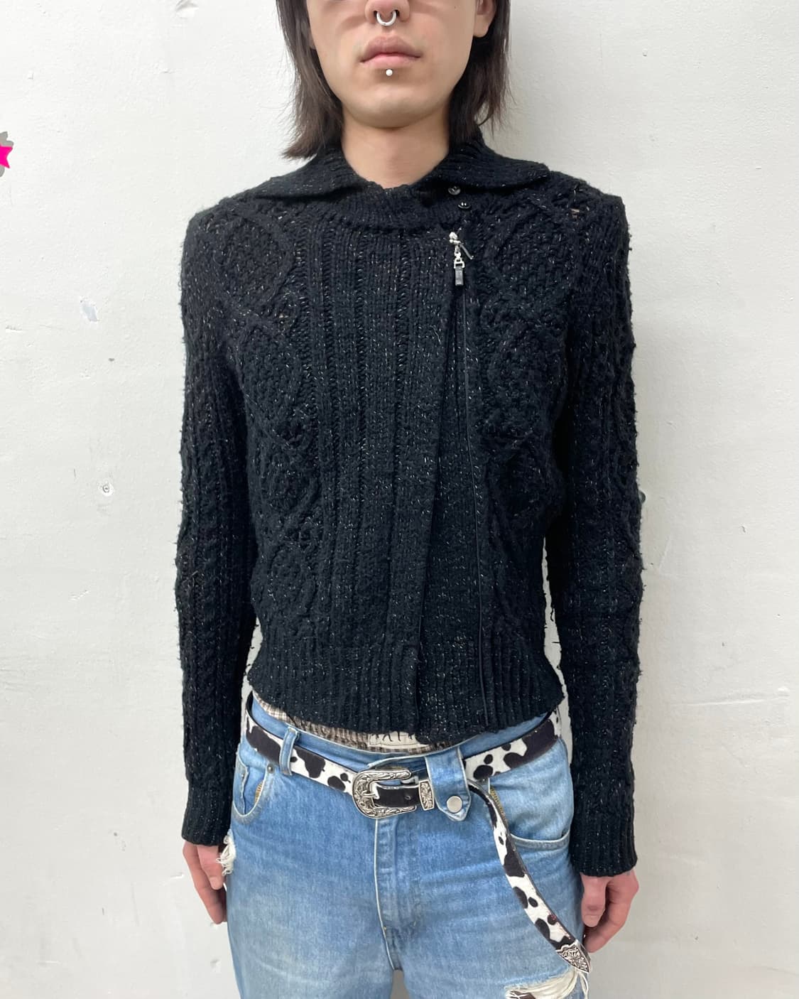 asymmetric gray knit jacket 상품이미지3