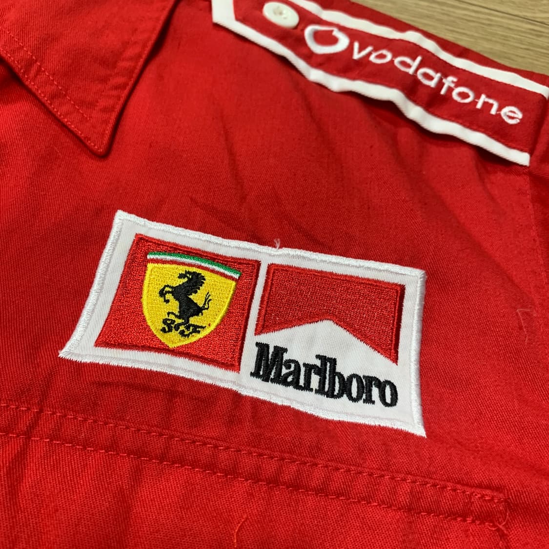 L) Ferrari 페라리 F1 말보로 자수 레이싱 워크 반팔셔츠 상품이미지4